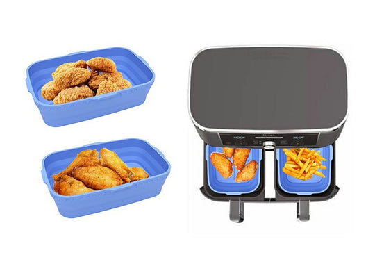 Rectangle Microwavable Air Fryer Silicone Pot Baking Basket Oven Non Stick Reusable Liners