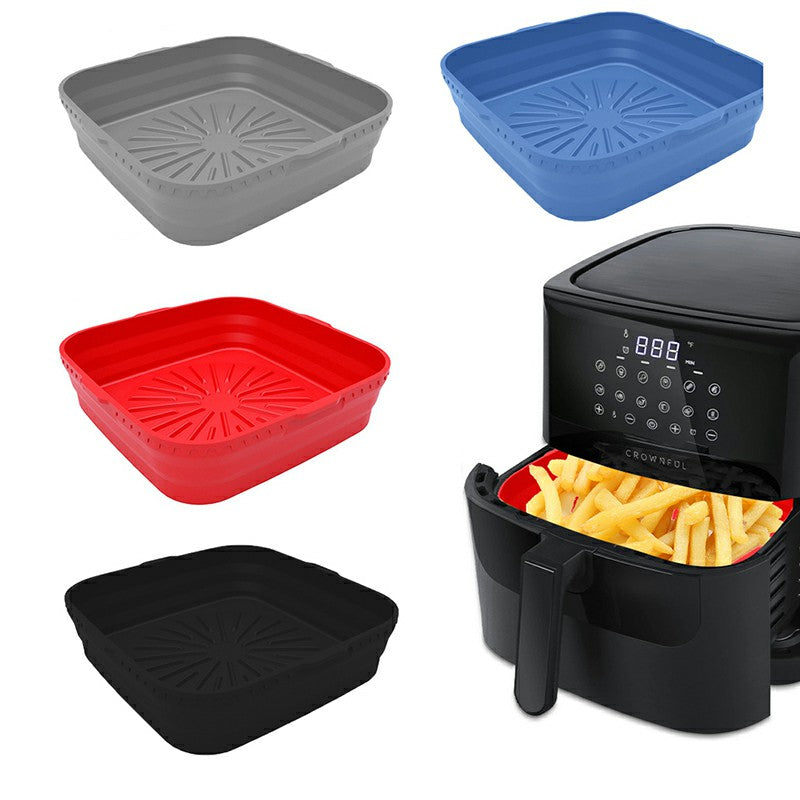 Square Microwavable Air Fryer Silicone Pot Baking Basket Oven Non Stick Reusable Liners