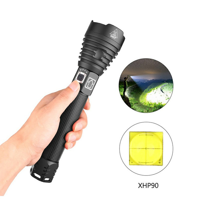 High Quality USB Rechargeable Flashlight P90 LED Torch Zoomable Super Bright Torch