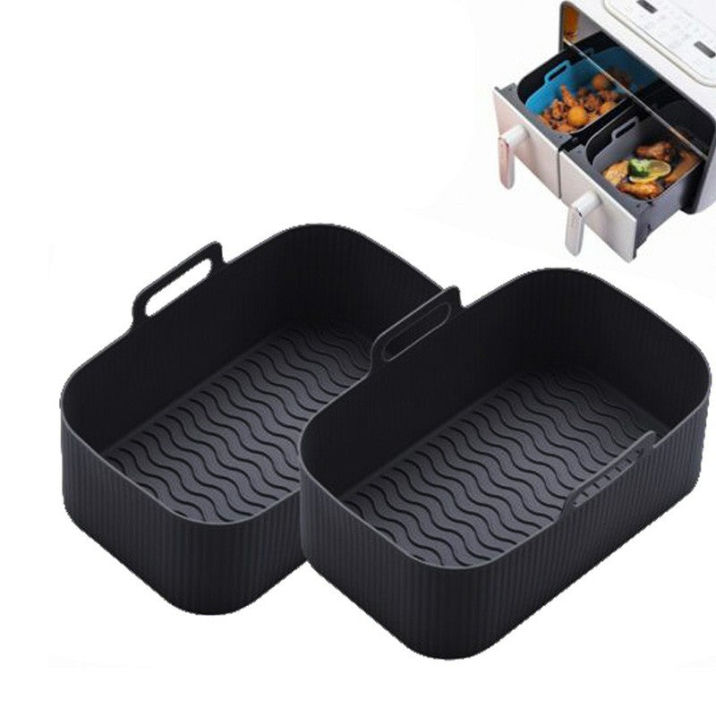 2PCS Silicone Pots Kitchen BBQ Plate Heating Baking Pan Fit For Air Fryer