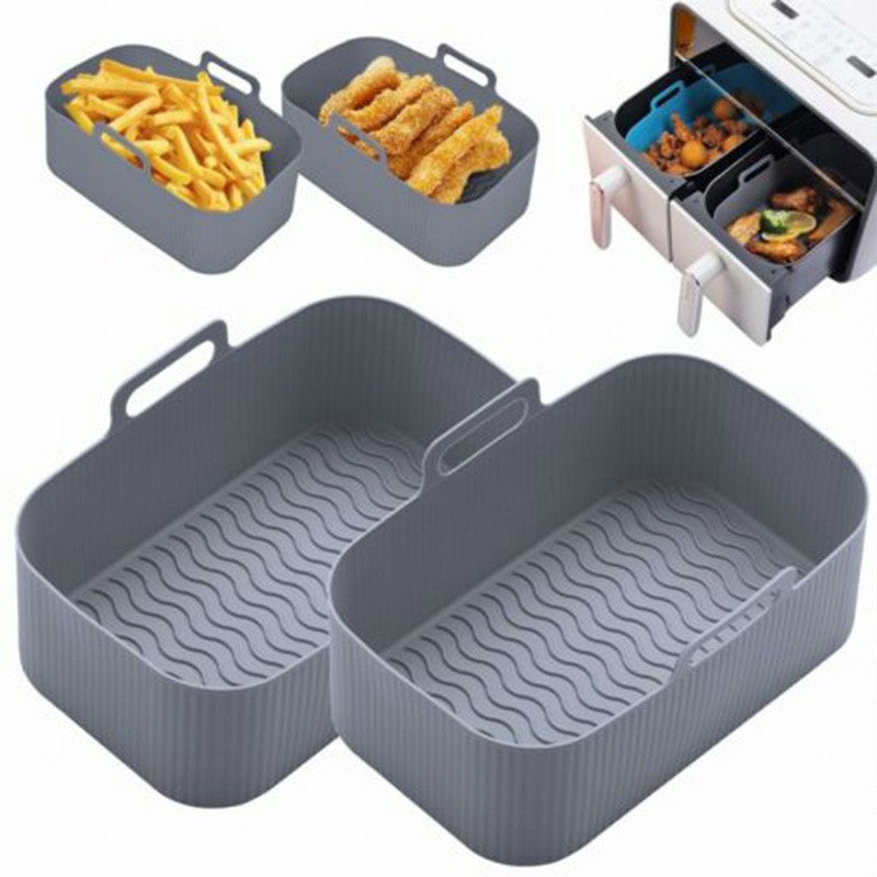 2PCS Silicone Pots Kitchen BBQ Plate Heating Baking Pan Fit For Air Fryer