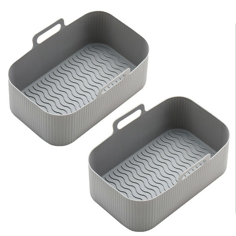 2PCS Silicone Pots Kitchen BBQ Plate Heating Baking Pan Fit For Air Fryer