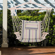 Outsunny hanging hammock chair with bright floral design, safe rope frame, and pillow top, measuring 100x106cm.