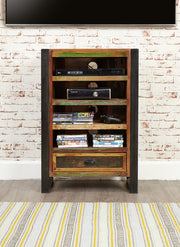 Baumhaus Urban Chic Entertainment Cabinet featuring a stylish design with open shelves and storage for media devices.