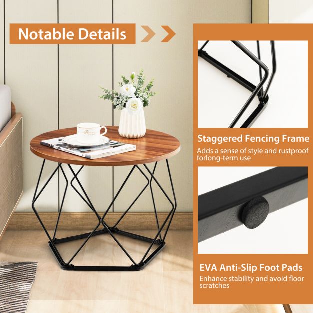 2 Pcs Coffee Tables Set with Pentagonal Base for Living Room