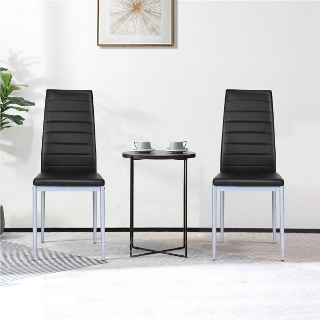 Set of 4 Armless Upholstered Dining Chairs with High Back
