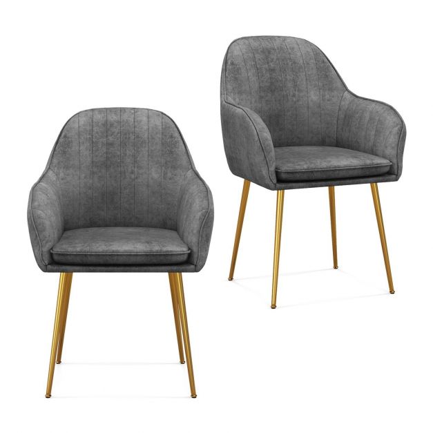 Set of 2 Upholstered Dining Chairs with Backrest and Removable Cushion