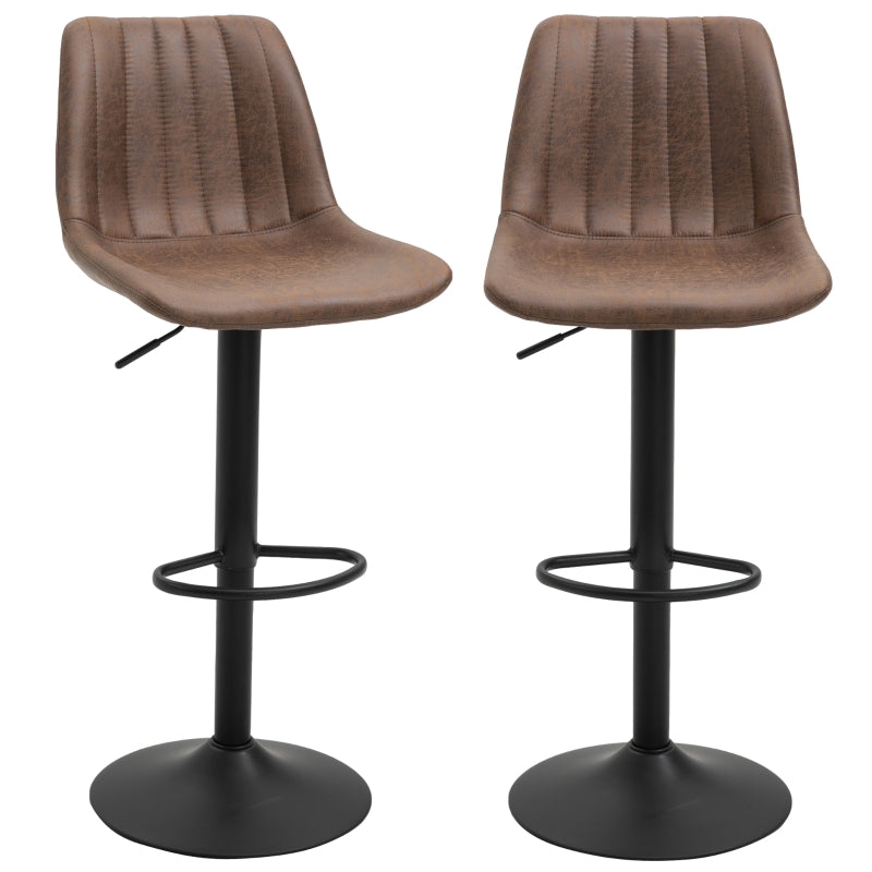 Retro Style 2 peice Brown seat and Black Legs Bar stool with Footrest