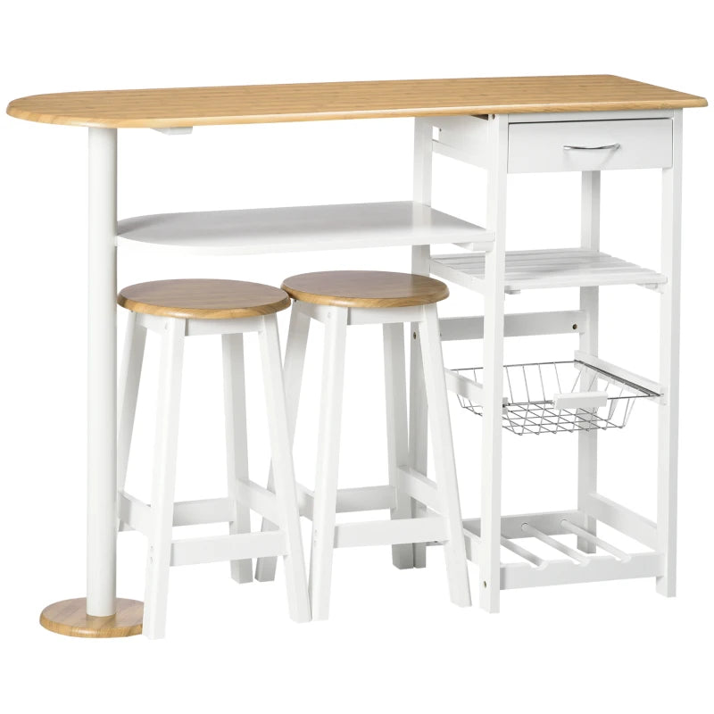 3 Piece Breakfast Bar table and Stools with Storage Shelf