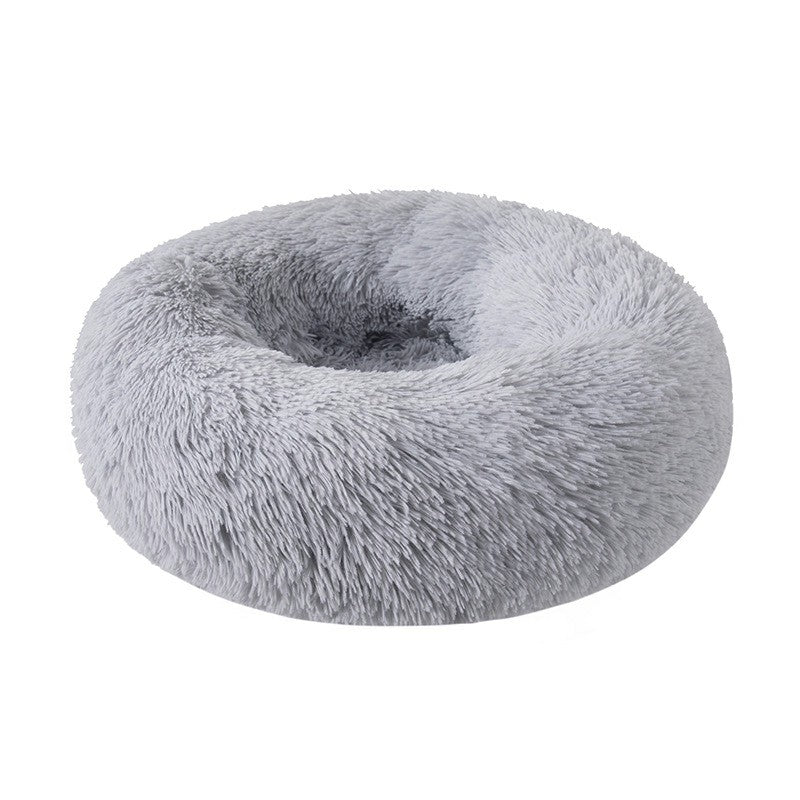 Cat Puppy Calming Plush Cushion Round Pet Bed without Zippers and Non-removable