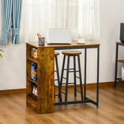 Industrial style HOMCOM bar table set featuring a table, two stools, and a storage shelf in a modern setting.