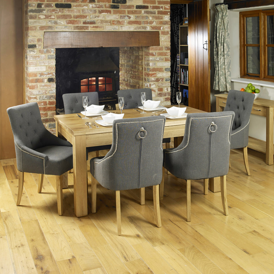 Mobel Oak Dining Table set 150cm (6 Seater)- Slate