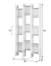 Lavish Kitchen Isle Modern Bookcase Triple Bookshelf White - Lavish Kitchen Isle