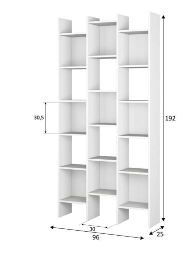 Lavish Kitchen Isle Modern Bookcase Triple Bookshelf White
