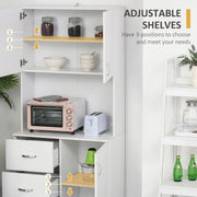 Adjustable Height Free standing Kitchen Cupboard with Shelves and Open Space- White