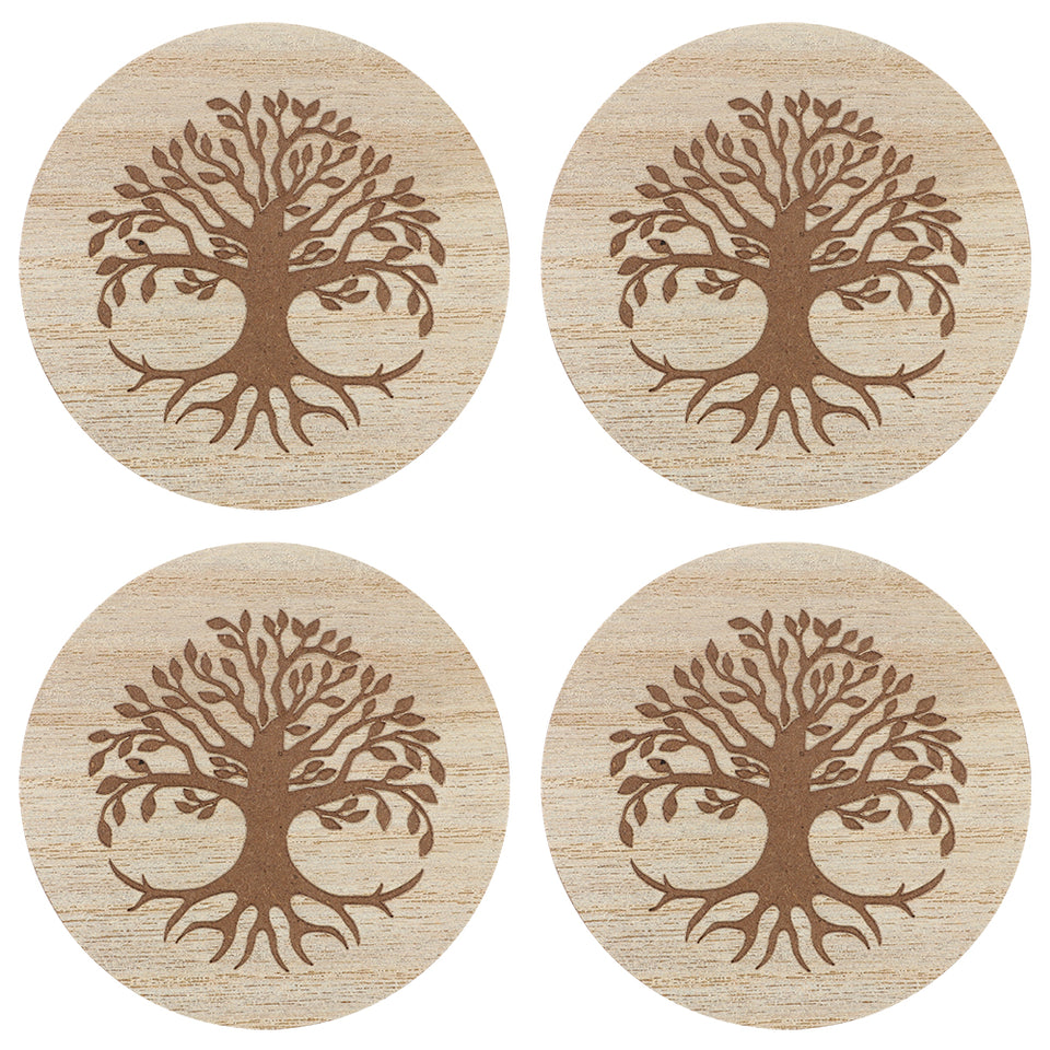 Set of 4 Tree of Life Engraved on Coasters