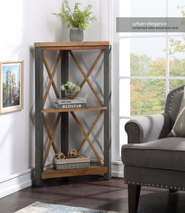 Urban Elegance - Reclaimed Small Corner Bookcase - Lavish Kitchen Isle