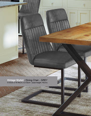 Vintage Grey Leather Dining Chair (Pack of Two) - Lavish Kitchen Isle