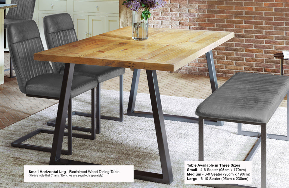 Urban Elegance - Reclaimed Dining Table (Horizontal Leg)
