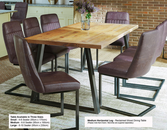 Urban Elegance - Reclaimed Dining Table (Horizontal Leg)