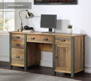 Urban Elegance - Reclaimed Twin Pedestal Home Office Desk - Lavish Kitchen Isle