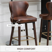 Set of 2 PU Leather Vintage Counter-Height Bar Chair - Lavish Kitchen Isle