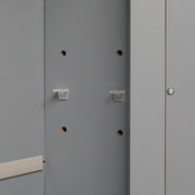 2 Mirror Door 1 Storage Layer MDF Spray Paint Bathroom Wall Cabinet Grey