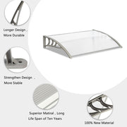 Lavish Kitchen Isle household door and window rain cover eaves canopy in white and grey with bracket, measuring 120x80 cm.