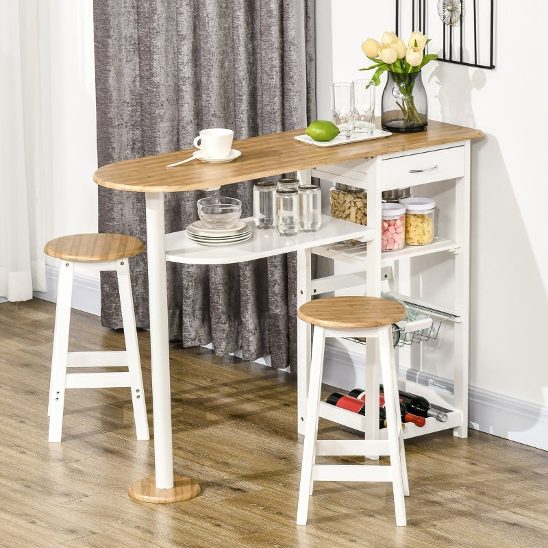 3 Piece Breakfast Bar table and Stools with Storage Shelf