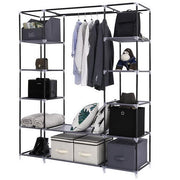 Lavish Kitchen Isle 69-inch portable clothes closet wardrobe with grey and black non-woven fabric storage organizer