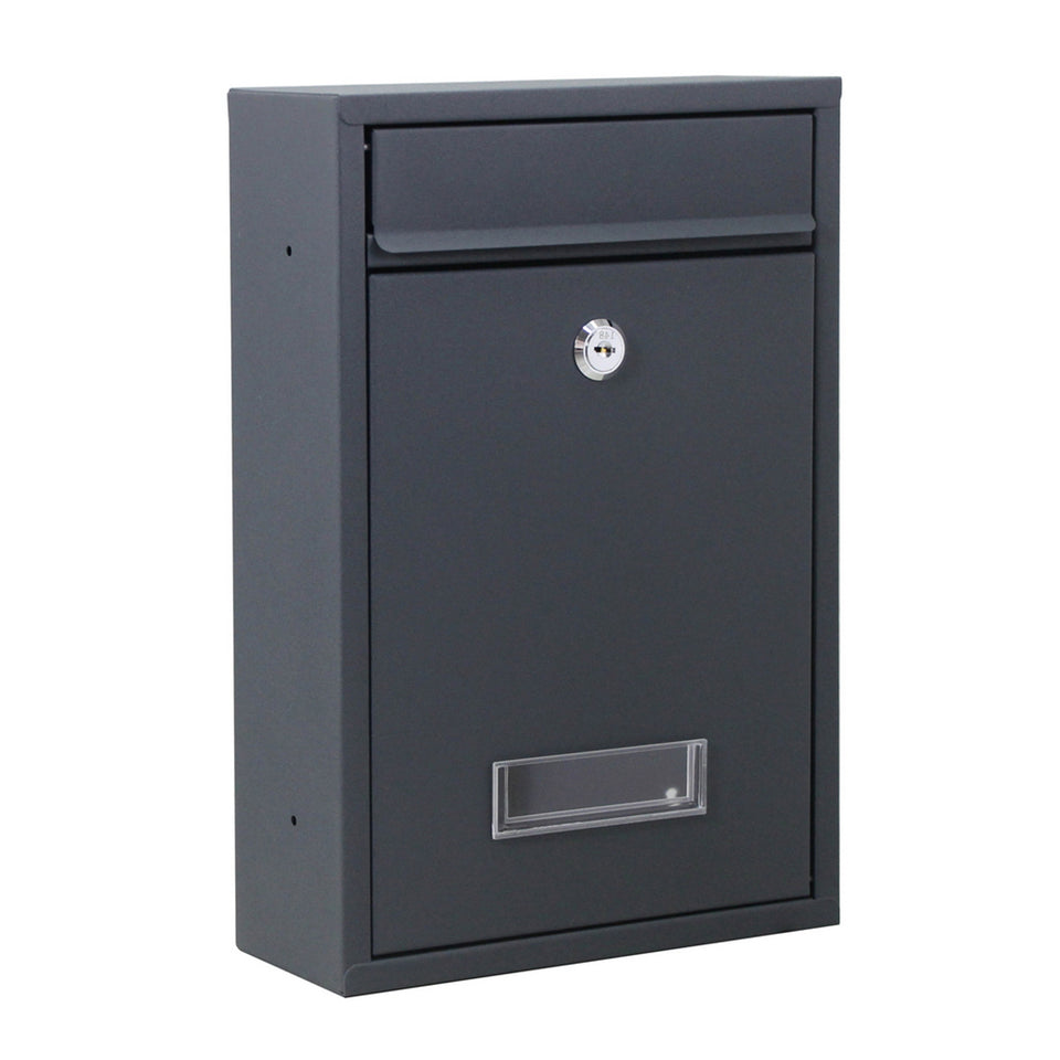 Iron Mailbox Wall-Mounted Lockable Post Letter Box with Viewing Windows