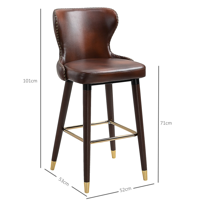 Set of 2 PU Leather Vintage Counter-Height Bar Chair