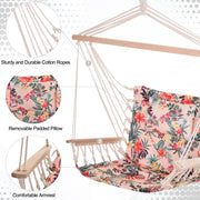 Outsunny hanging hammock chair with bright floral design, safe rope frame, and pillow top, measuring 100x106cm.
