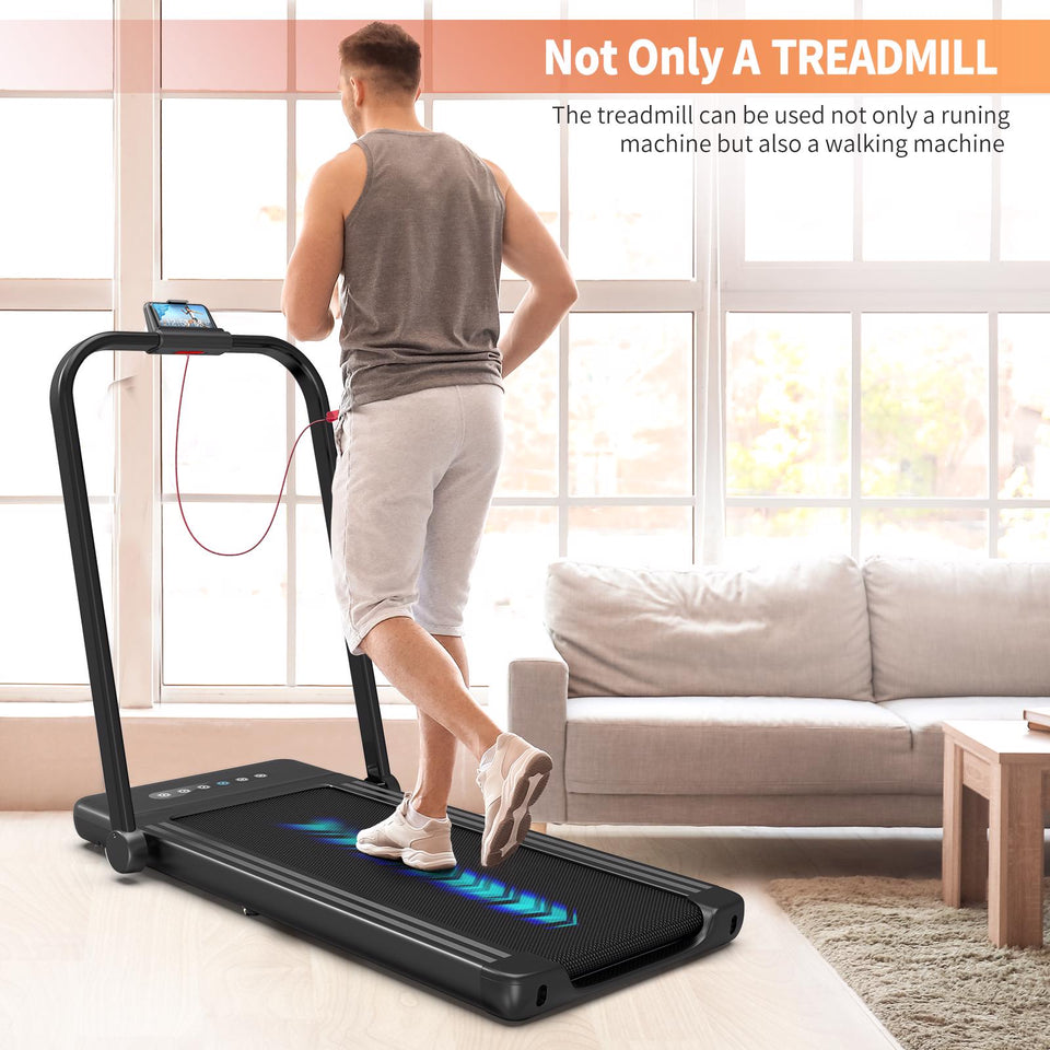 Foldable Treadmill for Home, 2 in 1 Treadmill with LED Screen, 2.3HP Portable Under Desk Electric Black