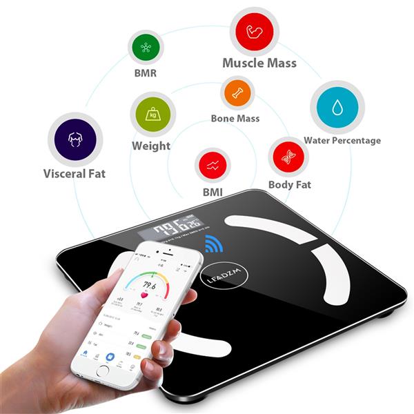 Bluetooth Smart Digital Weighing Scale Body Fat Scale OKOK App Black