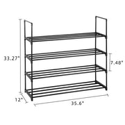 Black 4-tier shoe rack by Lavish Kitchen Isle, versatile shoe tower organizer for bedroom, entryway, hallway, or closet.