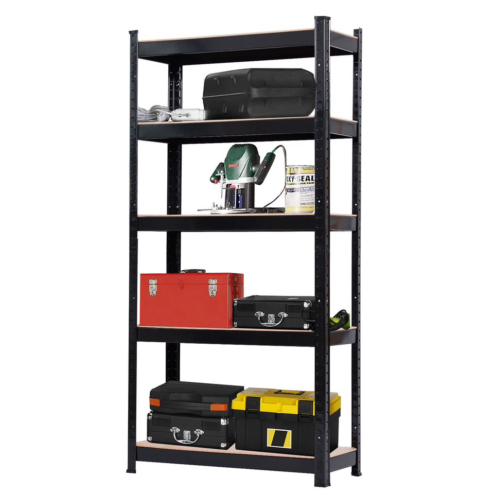 5 Tier Heavy Duty Metal Shelving Rack Unit Garage Storage Shelf - Black