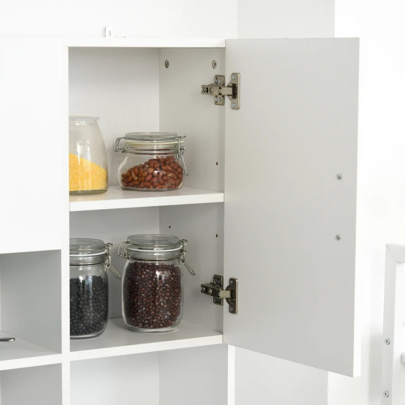 Freestanding Kitchen Storage Unit w/ Cupboard Open Compartments - White