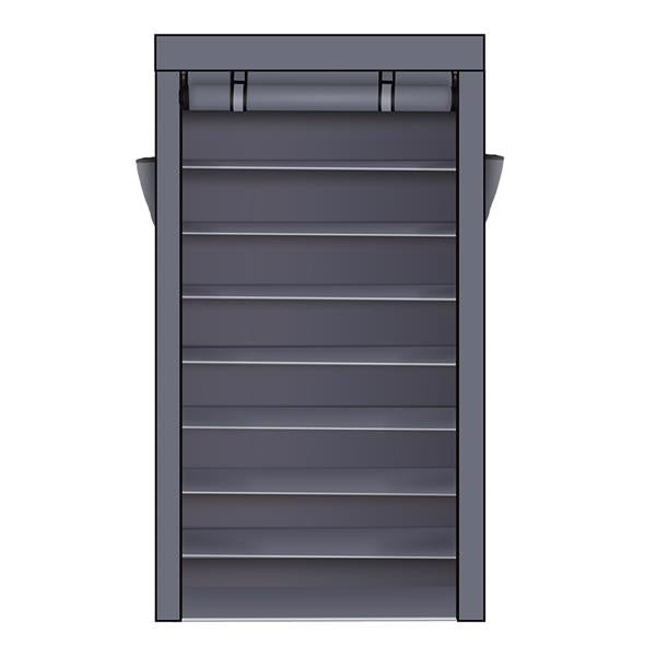 10 Tiers Shoe Rack with Dust proof Cover Closet Shoe Storage Cabinet Organizer Grey