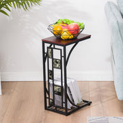 Brown Iron Side Table Coffee Table by Lavish Kitchen Isle with a sturdy metal frame and wooden top for living room decor.