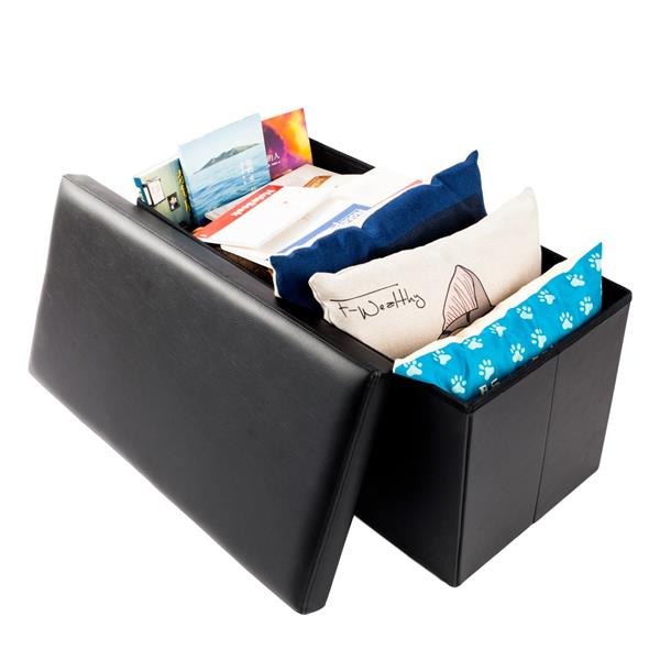 PU Leather Smooth Footstool Black 76*38*38cm