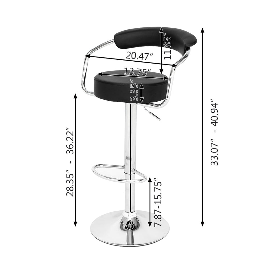 High-grade Round Back Cushion Bar Stool- Black-Lavish Kitchen Island