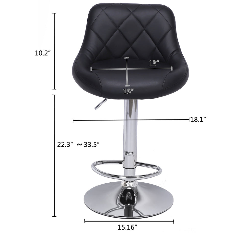 2pcs Adjustable No Armrest Rhombus Backrest Design Bar Stools (Black)-Lavish Kitchen Island