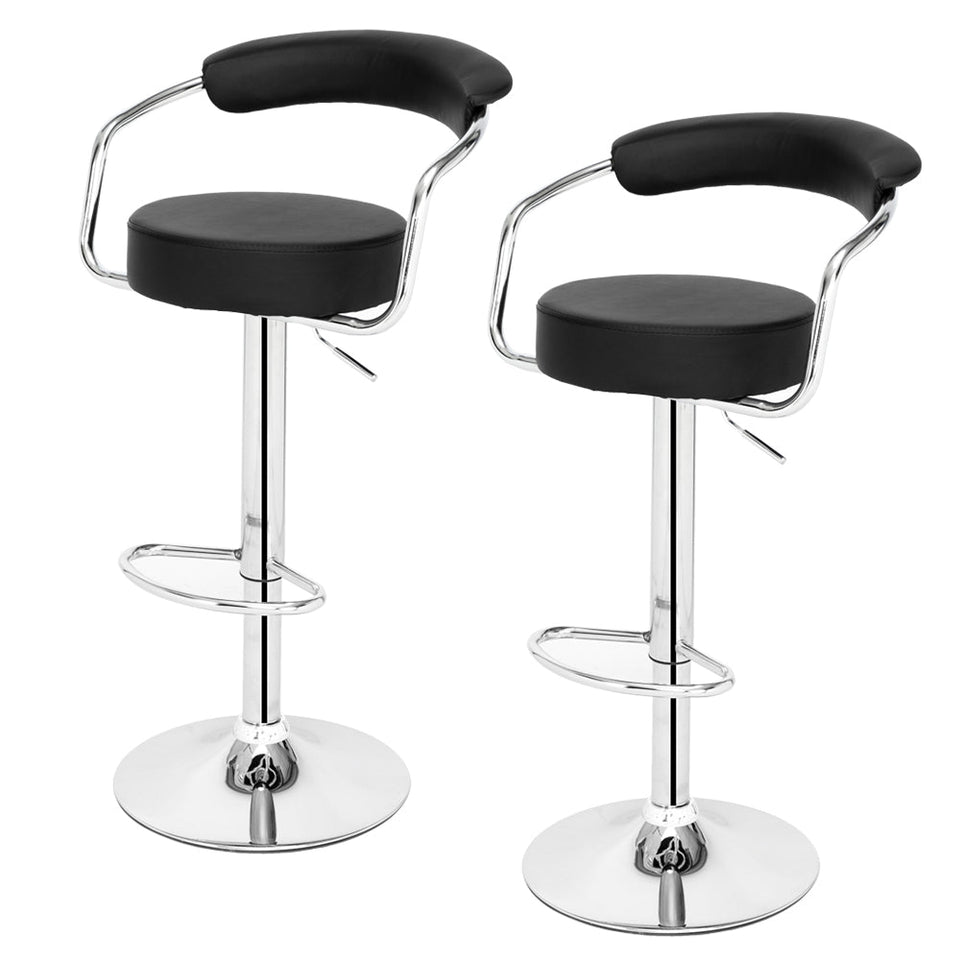 High-grade Round Back Cushion Bar Stool- Black-Lavish Kitchen Island