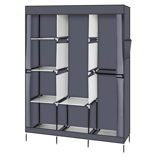 71" Portable Closet Wardrobe Clothes Rack Storage Organizer with Shelf Grey