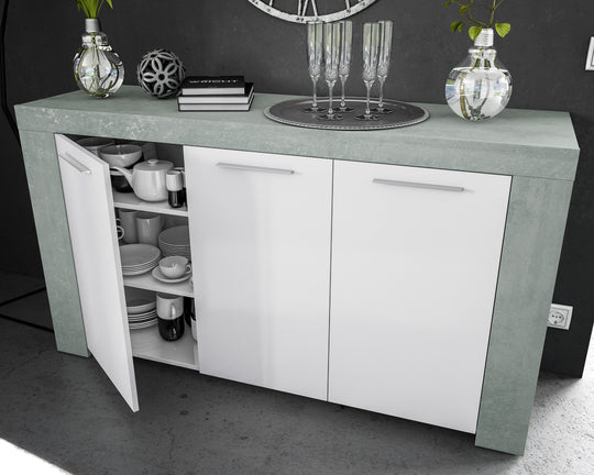 Grey and White Concrete Effect Sideboard