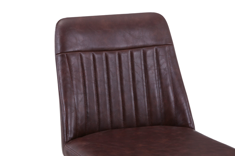 Vintage Brown Leather Bar Stool (Pack of Two)