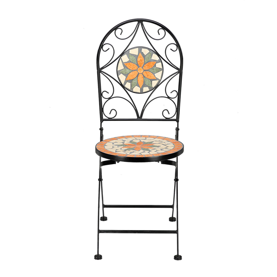 Ceramic Inlaid Maple Leaf Shape Mosaic Chair Set - 2 Chair (only chair）