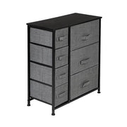 Grey dresser with 7 drawers, ideal for bedroom, hallway, or office organization, by Lavish Kitchen Isle.