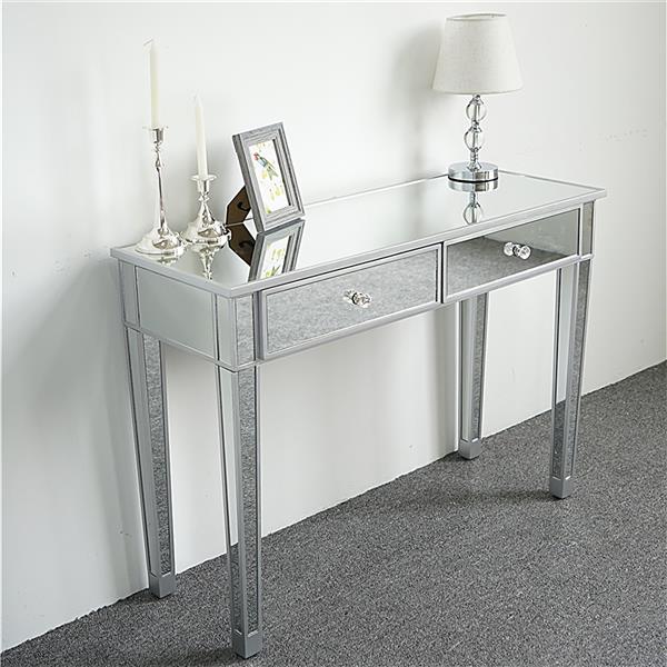 Mirrored Makeup Table Desk Vanity for Women or men with 2 Drawers